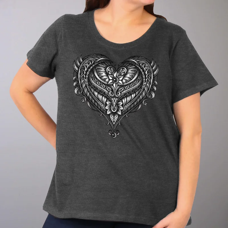 Hot Leathers Ornate Angel Wings Curvy Plus Size Ladies T-Shirt GLD1507