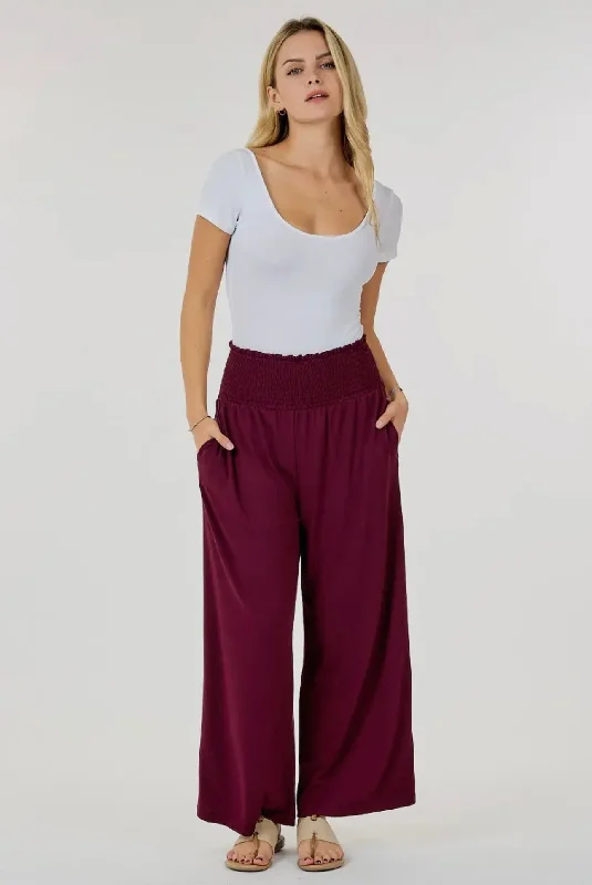 Wide Leg Elastic Pants with Pockets (Multiple Colors)