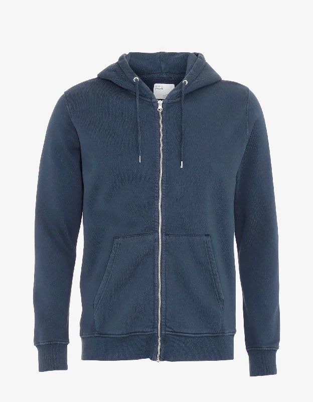 Classic Organic Zip Hood - Petrol Blue