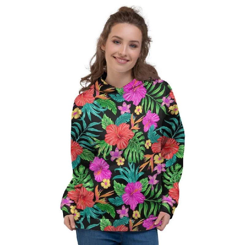 Tropical Hibiscus Floral Hawaiian Print Women's Hoodie