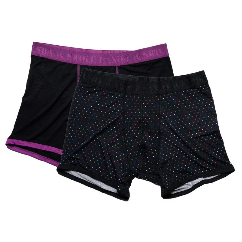 Bamboo Boxers Twin Pack Black & Multi Spot