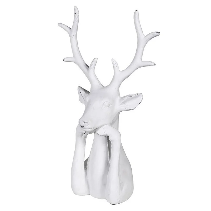 Posing White Ceramic Deer