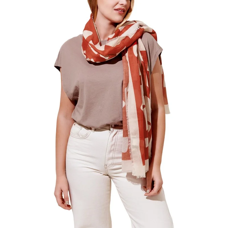 Scarf Abstract Blocks in Red & Pale Pink